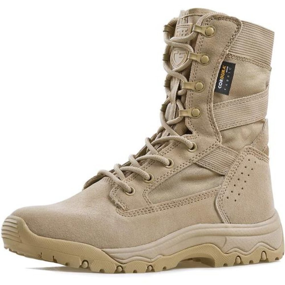 Tactical Combat Boots 8" Lightweight Tan Suede Work